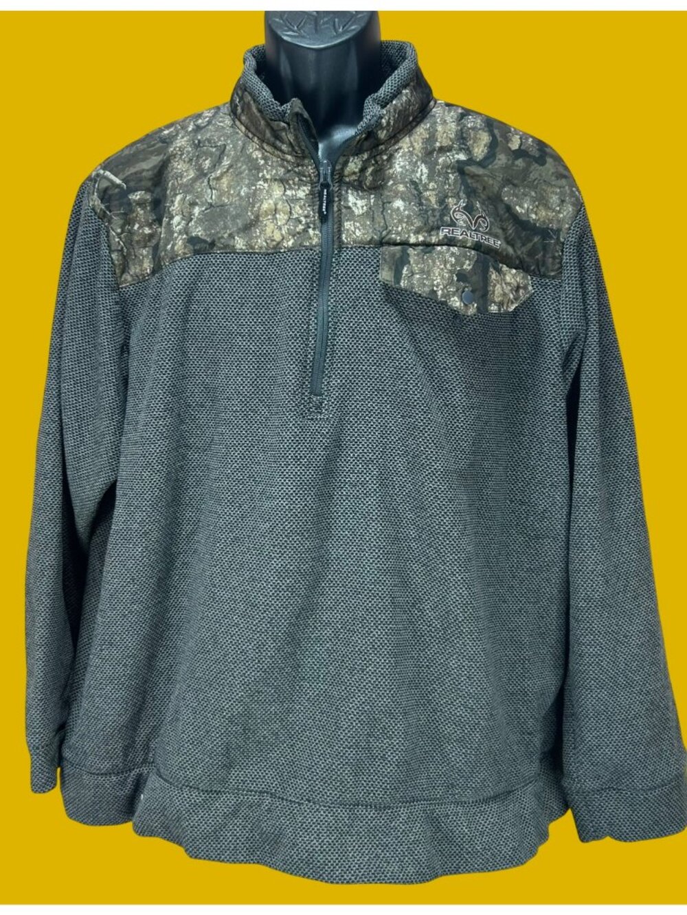 Realtree Mens Polyester Gray 1/4 Zip Jacket XL